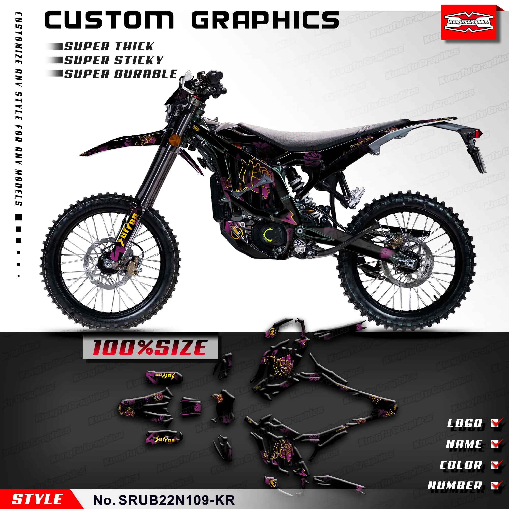 KUNGFU GRAPHICS Custom Motorcycle Stickers Wrap Design for Ultra Bee Dirt eBike, Rebuilding, SRUB22N109-KR
KUNGFU GRAPHICS Custom Motorcycle Stickers Wrap Design for Ultra Bee Dirt eBike, Rebuilding, SRUB22N109-KR