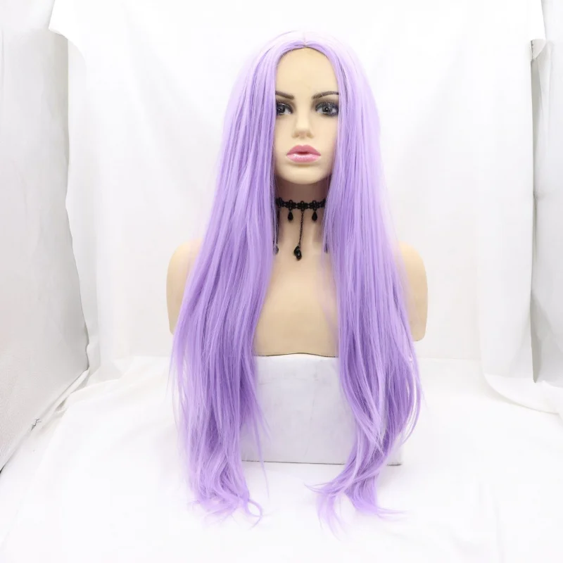 Women's synthetic middle-parted long straight hair without bangs, purple mermaid cosplay wig, matte high-temperature fiber
Women's synthetic middle-parted long straight hair without bangs, purple mermaid cosplay wig, matte high-temperature fiber