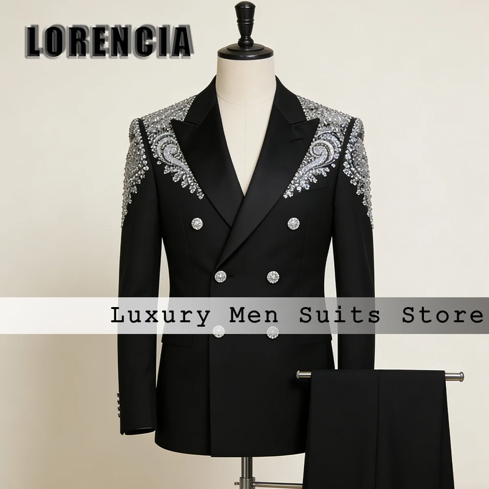Elegant Crystal Men Suits 2 Pieces Double Breasted Wedding Groom Tuxedos Prom Outfits Customized Blazer Pants costumes homme
Elegant Crystal Men Suits 2 Pieces Double Breasted Wedding Groom Tuxedos Prom Outfits Customized Blazer Pants costumes homme