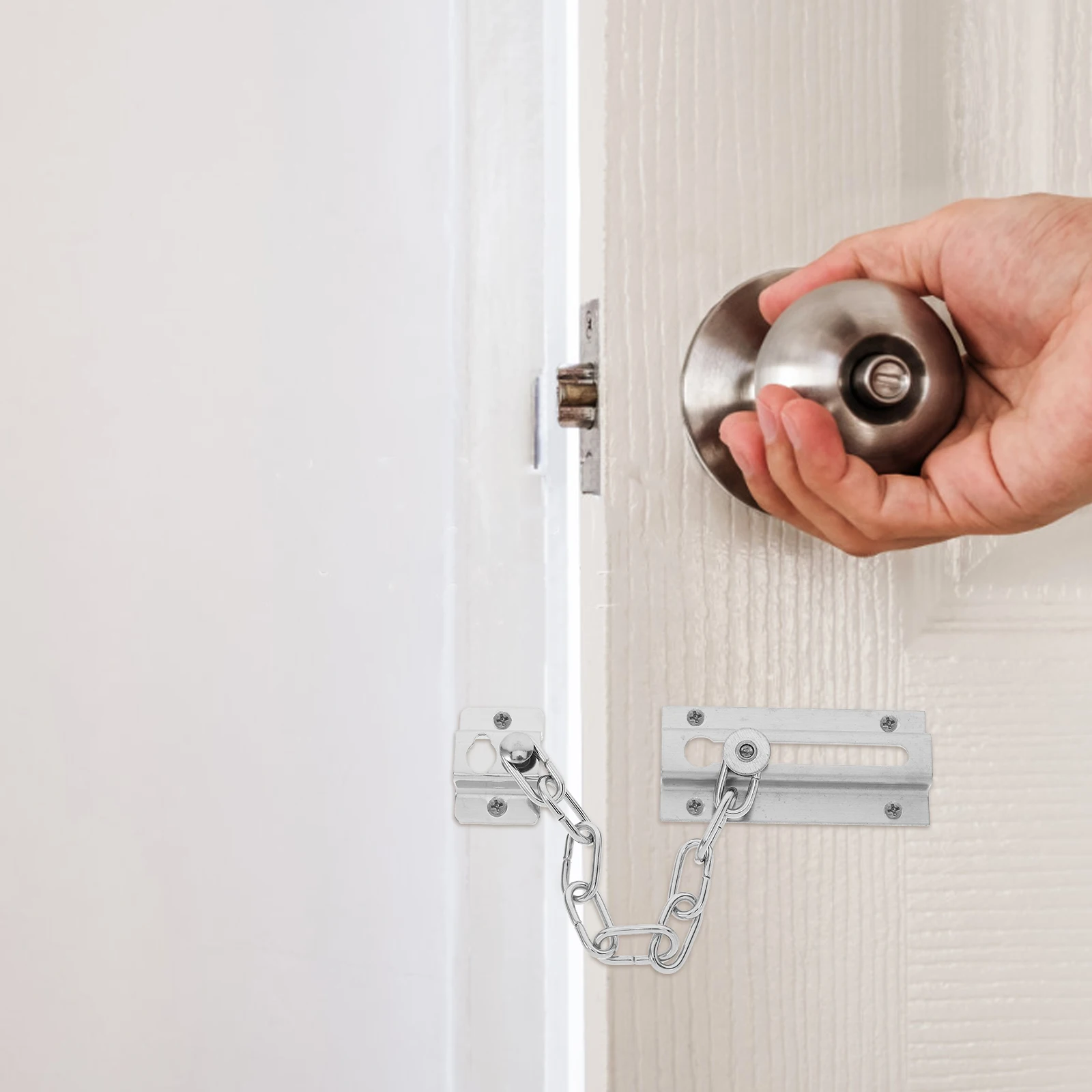 Silver Door Security Chain Lock Blocker Anti-Theft Latch Enhanced Protection Safe Viewing Easy Installation Use for doors
Silver Door Security Chain Lock Blocker Anti-Theft Latch Enhanced Protection Safe Viewing Easy Installation Use for doors