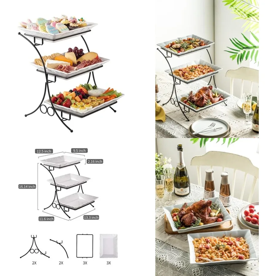 Large Tiered Tray Stand, 3 Tier Serving Tray Porcelain Baking Set with Serving Stand 3 Tier Buffet Server for Fruit, Dessert, F
Large Tiered Tray Stand, 3 Tier Serving Tray Porcelain Baking Set with Serving Stand 3 Tier Buffet Server for Fruit, Dessert, F