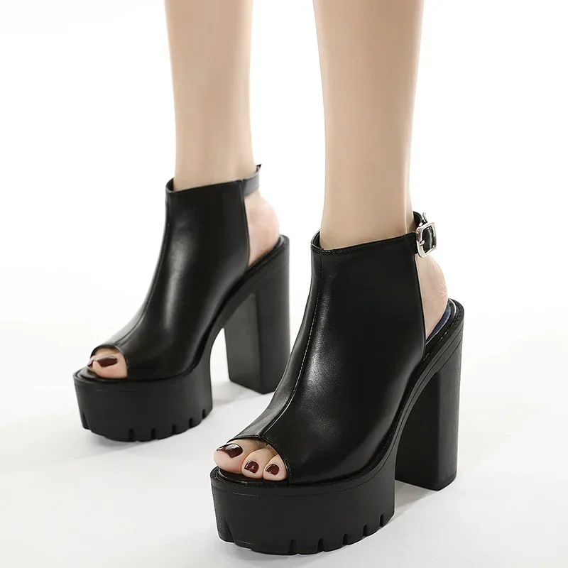 Rome Gladiator Sandals Women Open Toe Punk Rock Gothic Thick Platform Chunky Block High Heels Sandals Ladies Shoes 34-42
Rome Gladiator Sandals Women Open Toe Punk Rock Gothic Thick Platform Chunky Block High Heels Sandals Ladies Shoes 34-42