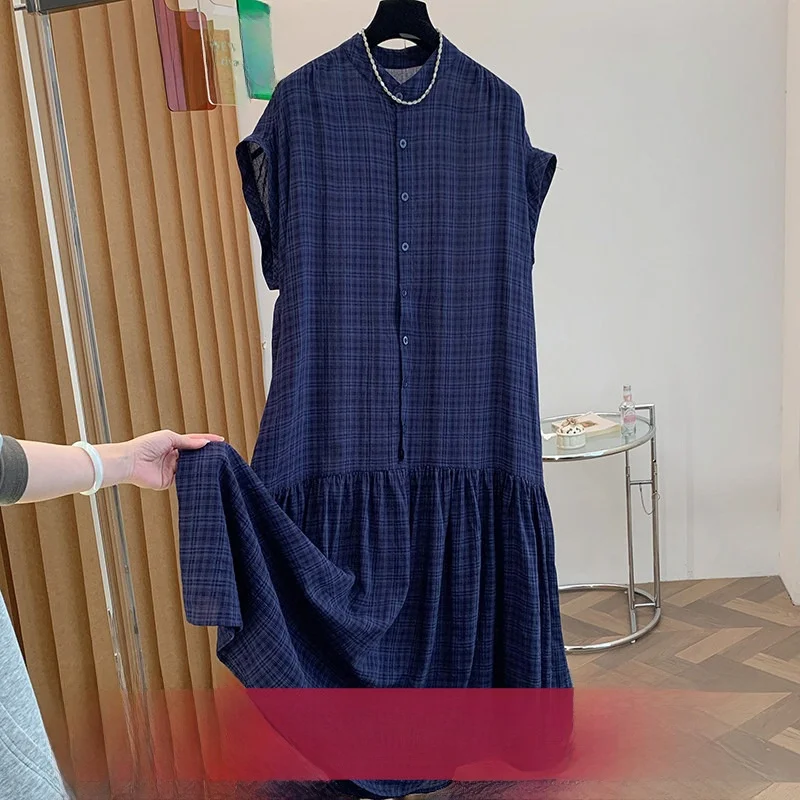 plus Size Women's Midi Shirt Dress Slimming Loose Korean Style Plaid Summer Dress Blue Cotton Blend Short Sleeve Button up
plus Size Women's Midi Shirt Dress Slimming Loose Korean Style Plaid Summer Dress Blue Cotton Blend Short Sleeve Button up