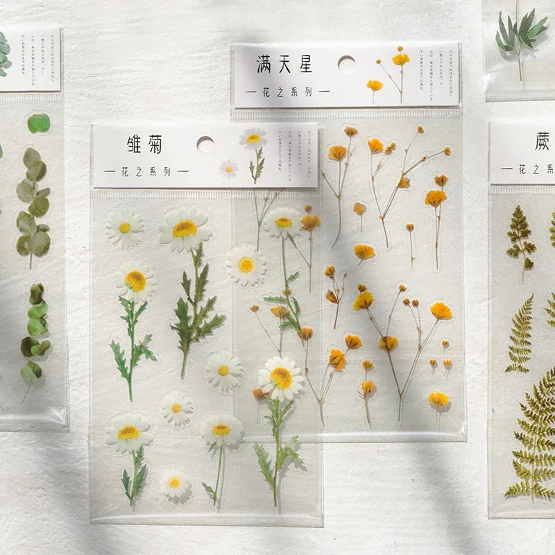 12 Designs Natural Daisy Clover Japanese Words Stickers Transparent PET Material Flowers Leaves Plants Deco Stickers Decorative 
12 Designs Natural Daisy Clover Japanese Words Stickers Transparent PET Material Flowers Leaves Plants Deco Stickers Decorative