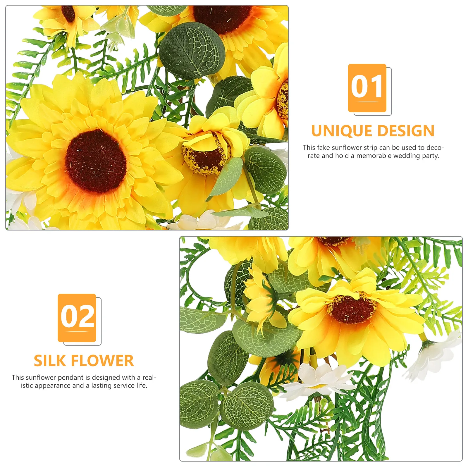 Wall Decoration Sunflower Artificial Hanging Garland Decorative Flower Strip for Wedding Festival Home Simulated Sunflower
Wall Decoration Sunflower Artificial Hanging Garland Decorative Flower Strip for Wedding Festival Home Simulated Sunflower