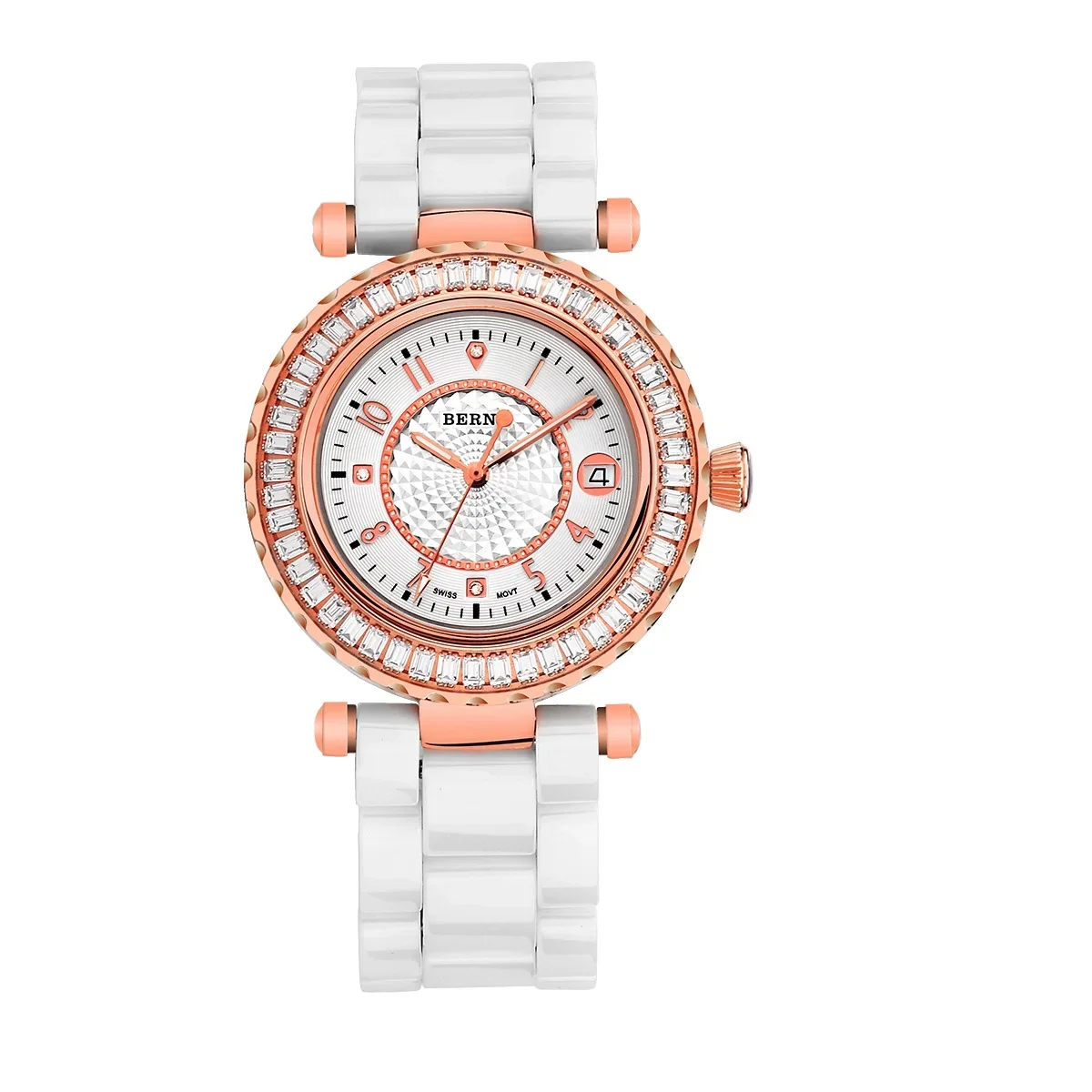 BERNY Quartz Women Wristwatch Ceramics Ladies Watch With 48 Zircon Inlaid Waterproof Rose Gold Bracelet High Accuracy Watches
BERNY Quartz Women Wristwatch Ceramics Ladies Watch With 48 Zircon Inlaid Waterproof Rose Gold Bracelet High Accuracy Watches