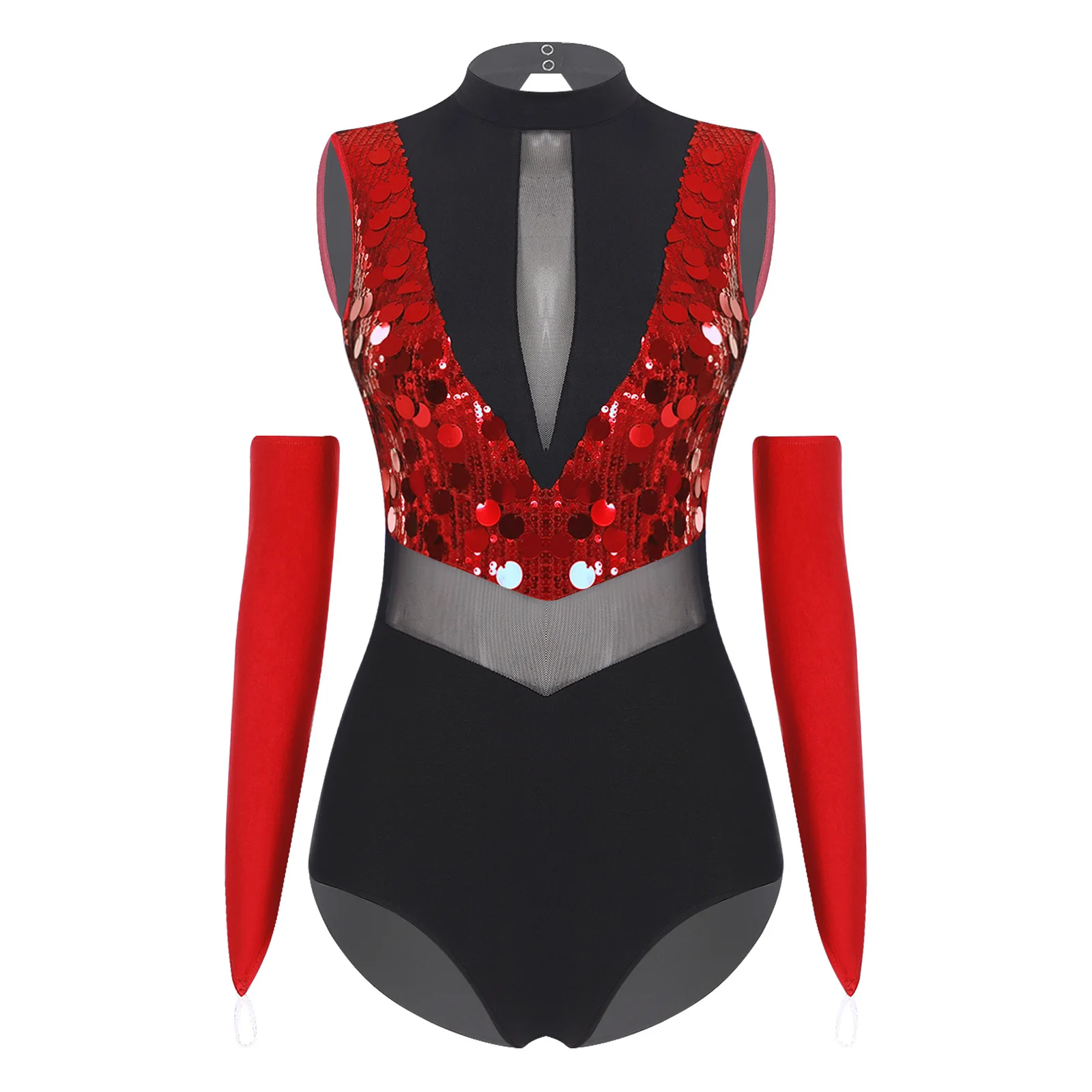 Women Shiny Sequin Latin Dance Leotard Bodysuits Outfit Sleeveless Sheer Mesh Yoga Bodysuit for Jazz Tango Cha-cha Dance Costume
Women Shiny Sequin Latin Dance Leotard Bodysuits Outfit Sleeveless Sheer Mesh Yoga Bodysuit for Jazz Tango Cha-cha Dance Costume