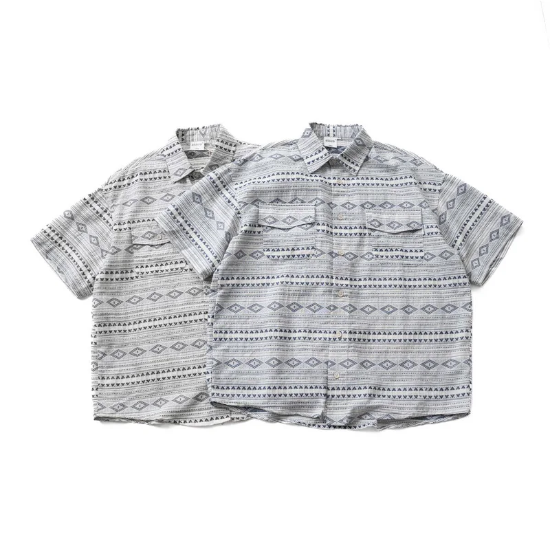 Japanese Ethnic Style Loose Casual Off Shoulder Cotton Short Sleeved Men's and Women's Stripe Shirt
Japanese Ethnic Style Loose Casual Off Shoulder Cotton Short Sleeved Men's and Women's Stripe Shirt