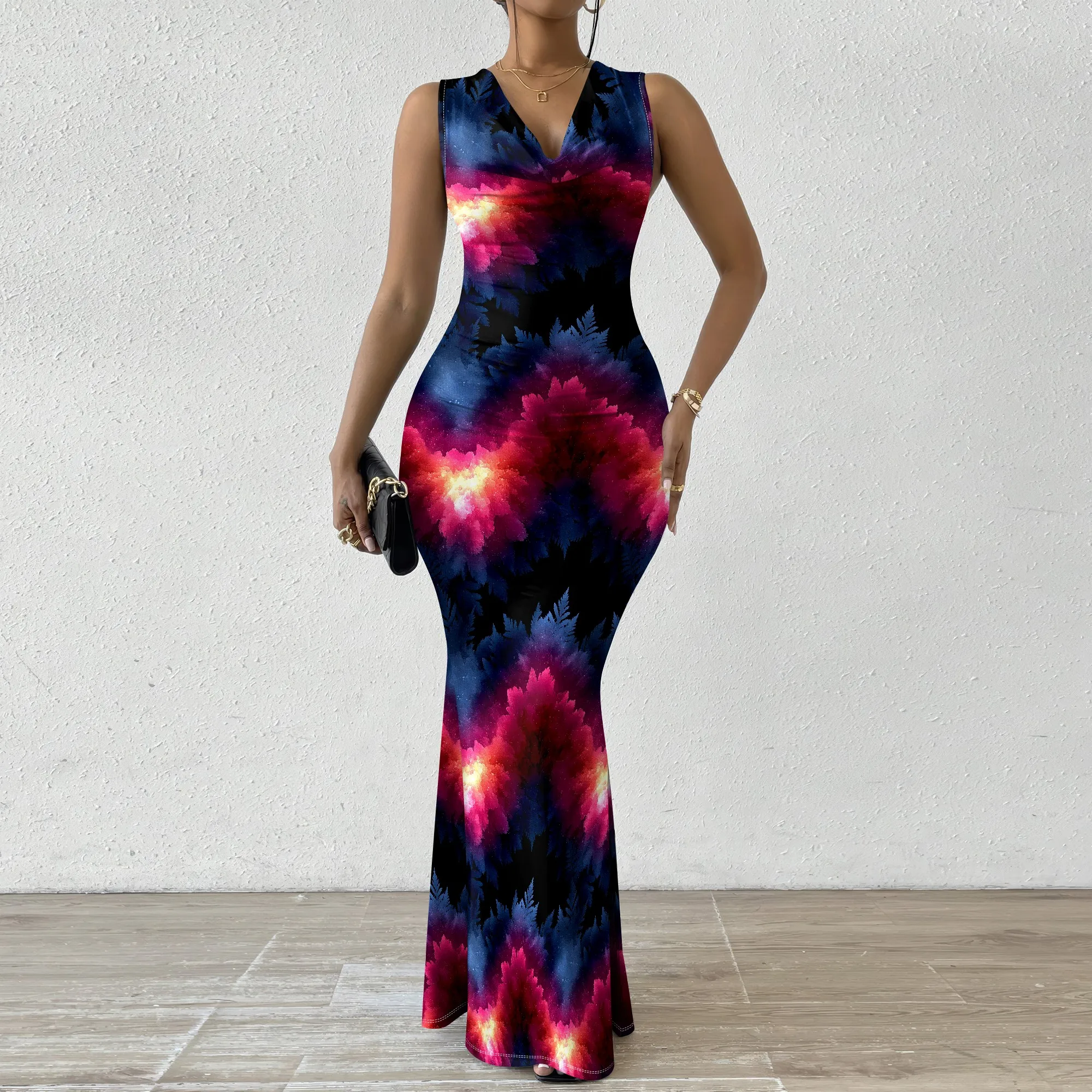 Abstract Fire Gradient Maxi Dress XS-2XL Sleeveless Bodycon Gown for Nightclub Party or Festival Look
Abstract Fire Gradient Maxi Dress XS-2XL Sleeveless Bodycon Gown for Nightclub Party or Festival Look