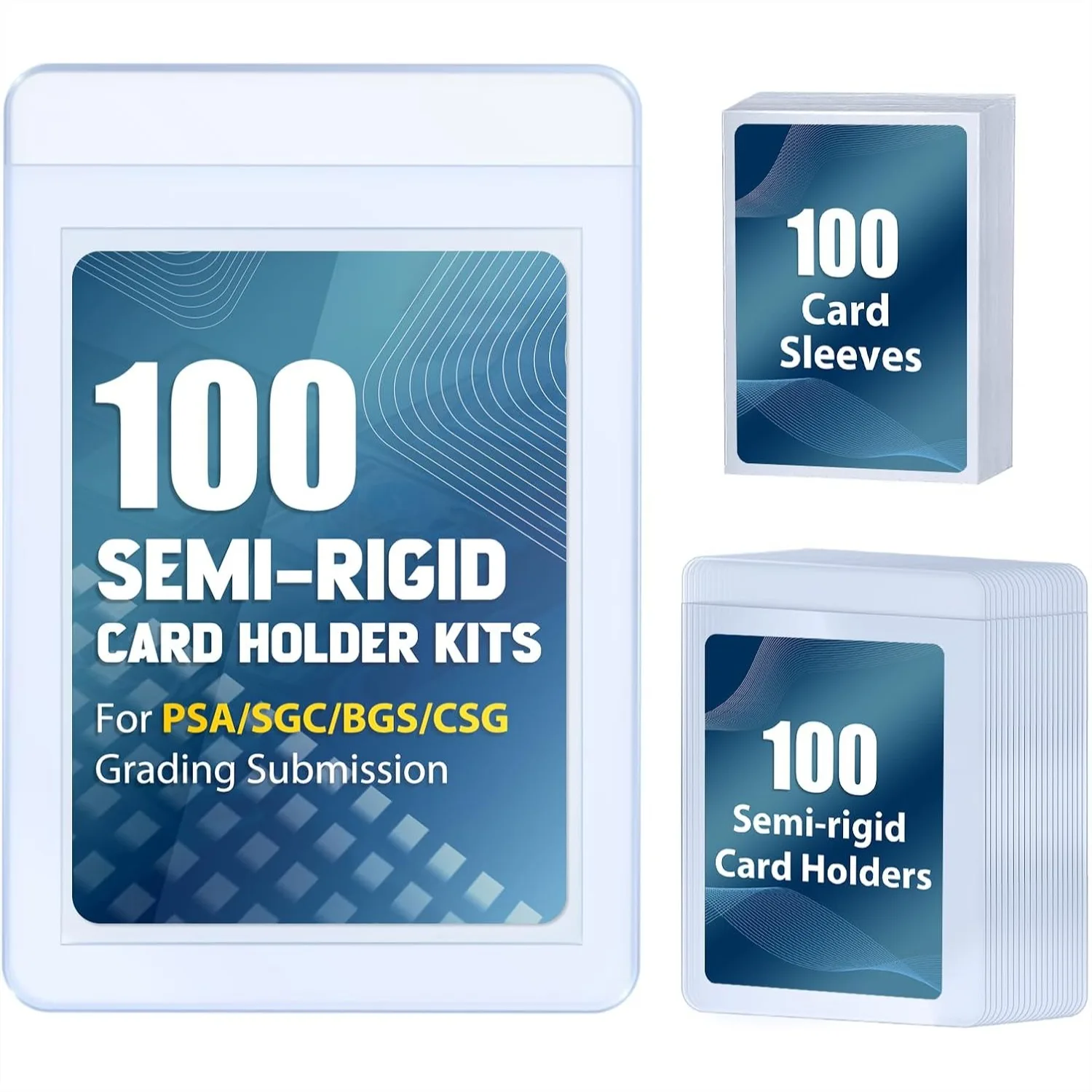 100ct Semi-Rigid Card Holders & Penny Sleeves for Card Grading Submission, Toploader Protectors with 0.55" Lip for Trading Cards
100ct Semi-Rigid Card Holders & Penny Sleeves for Card Grading Submission, Toploader Protectors with 0.55" Lip for Trading Cards