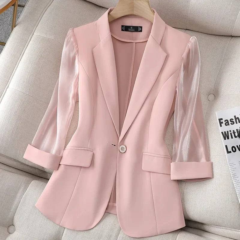 2024 New Summer Women's Blazer Three-Quarter Sleeve Suit Coat Casual Ice Silk Thin Jacket Office Ladies Blazers Cardigan
2024 New Summer Women's Blazer Three-Quarter Sleeve Suit Coat Casual Ice Silk Thin Jacket Office Ladies Blazers Cardigan