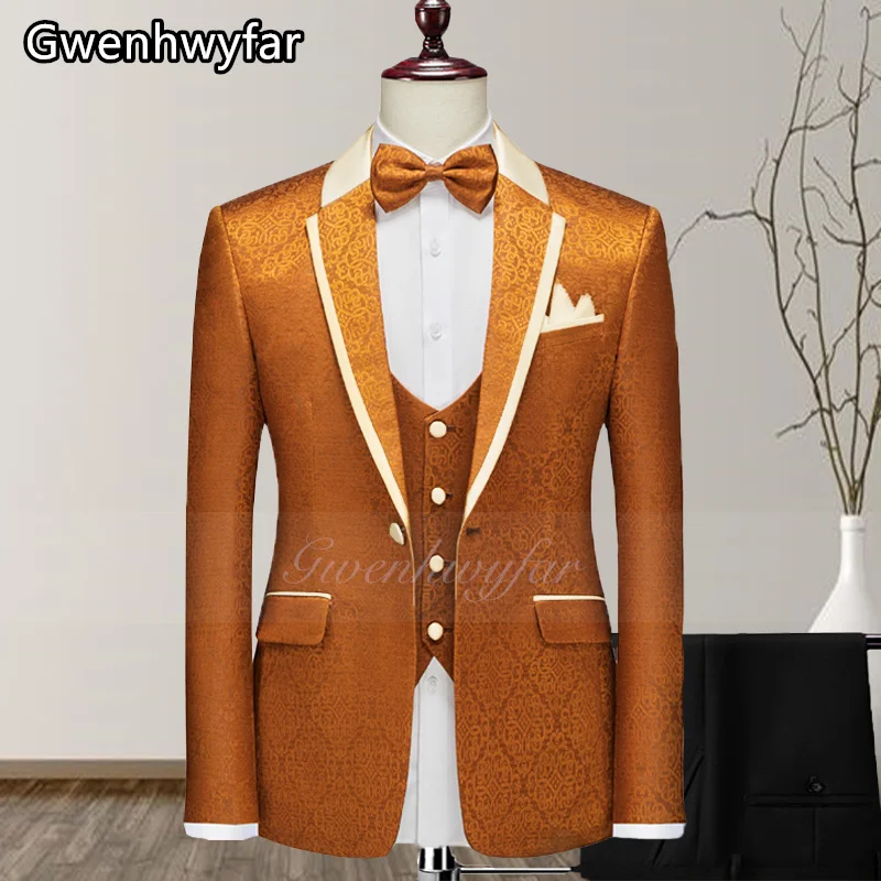 Gwenhwyfar 2025 New Design Customized Orange Set Champagne Collar Trim Men's Suit Wedding Party Bridesman Tuxedo 3 Pcs Costume
Gwenhwyfar 2025 New Design Customized Orange Set Champagne Collar Trim Men's Suit Wedding Party Bridesman Tuxedo 3 Pcs Costume