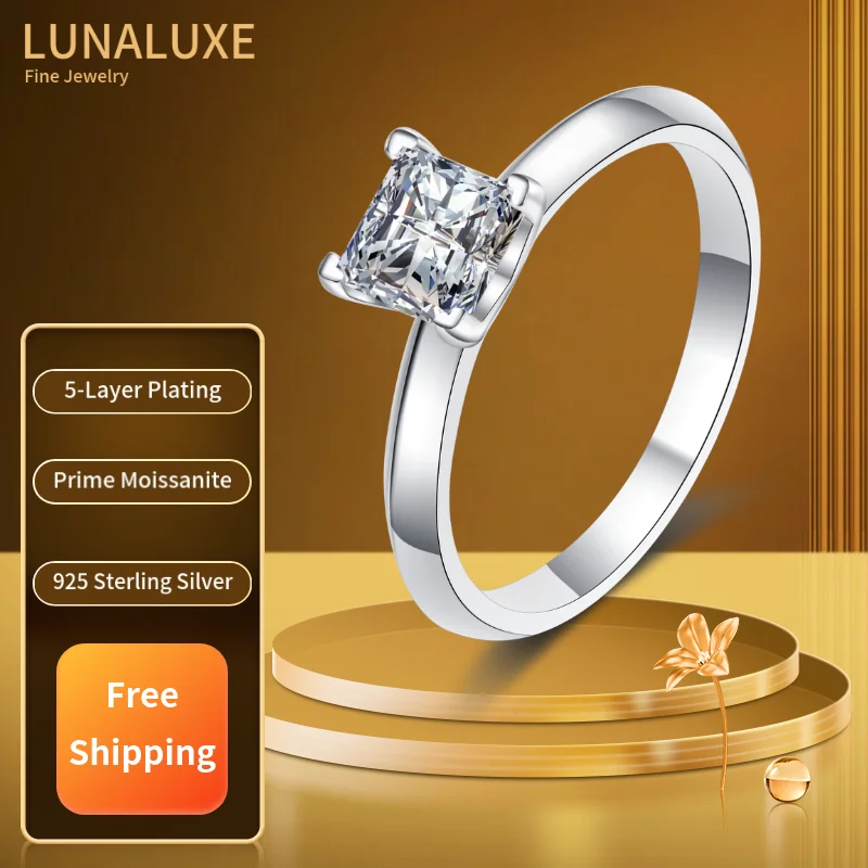 LUNALUXE 1CT/2CT Premium Moissanite Ring Princess Cut with GRA Certified 925 Sterling Silver D VVS1 Lab Diamond Rings for Women
LUNALUXE 1CT/2CT Premium Moissanite Ring Princess Cut with GRA Certified 925 Sterling Silver D VVS1 Lab Diamond Rings for Women
