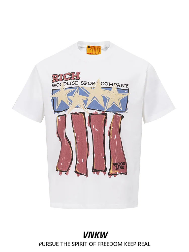 Vnkw American Retro Star Print ort Sve round Ne T-irt ex Loose Street Casual Versatile Overhead irt for Youth
Vnkw American Retro Star Print ort Sve round Ne T-irt ex Loose Street Casual Versatile Overhead irt for Youth