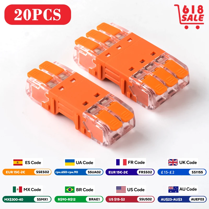 JINH 20Pcs CMK 64 Quick Connectors Fast for Flexible Connectivity Wires Compact Plug Mini Male Female Terminals Universal Blocks
JINH 20Pcs CMK 64 Quick Connectors Fast for Flexible Connectivity Wires Compact Plug Mini Male Female Terminals Universal Blocks