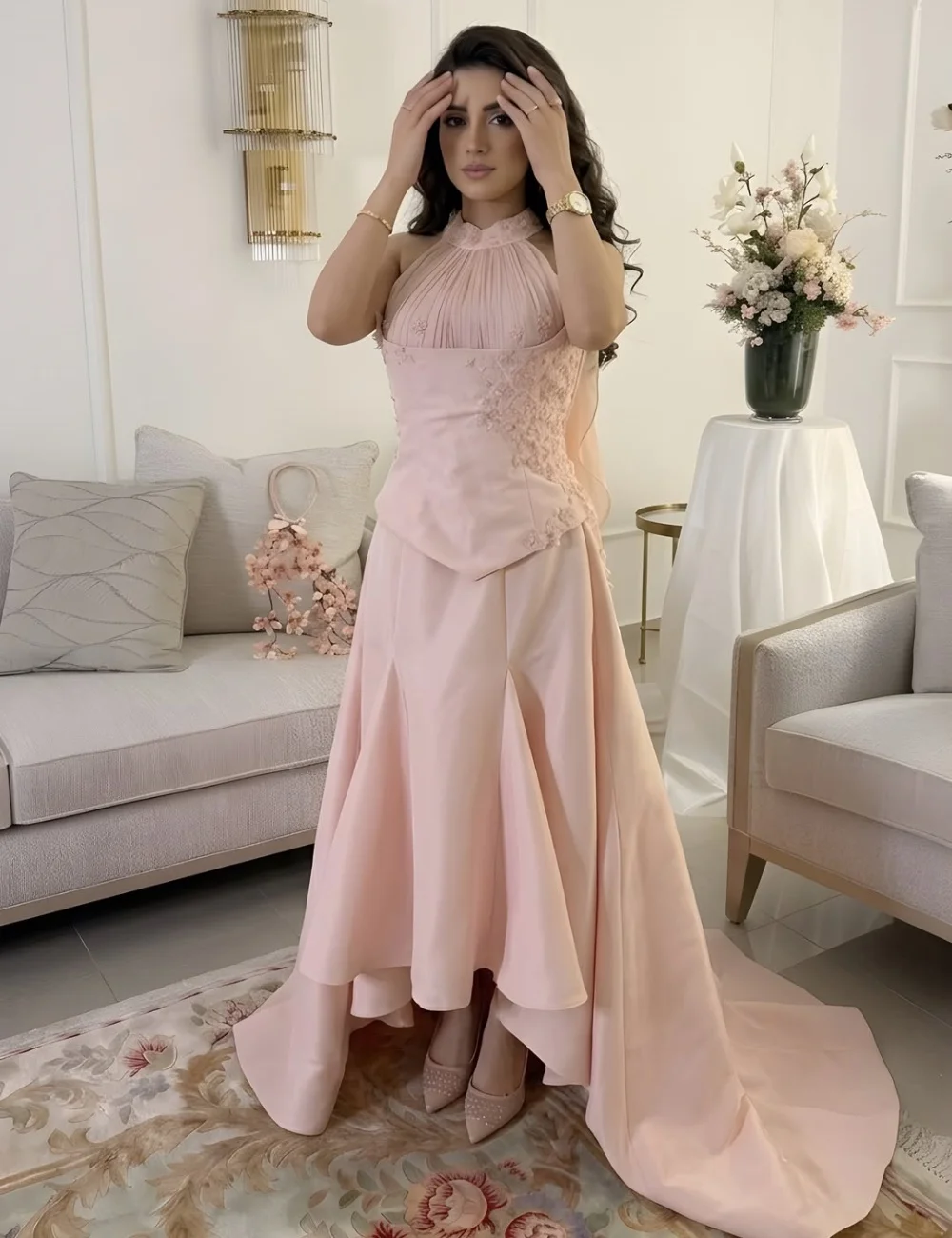 Customized Sparkle Charmeuse Pleat Sequined Flower A-line Halter Long Bespoke Occasion Homecoming Dresses High Quality
Customized Sparkle Charmeuse Pleat Sequined Flower A-line Halter Long Bespoke Occasion Homecoming Dresses High Quality