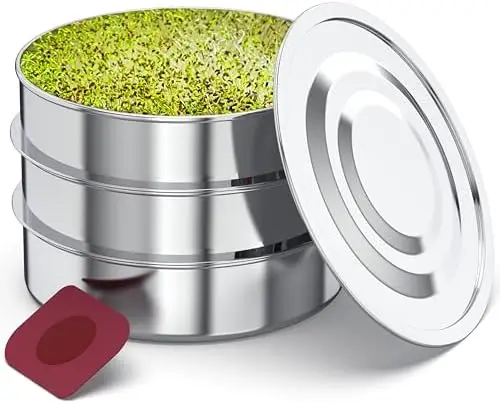 ZESTIGREENS 3-Tier Stainless Steel Seed Sprouter Kit with Lid – Grow Broccoli, Alfalfa, Mung Beans
ZESTIGREENS 3-Tier Stainless Steel Seed Sprouter Kit with Lid – Grow Broccoli, Alfalfa, Mung Beans