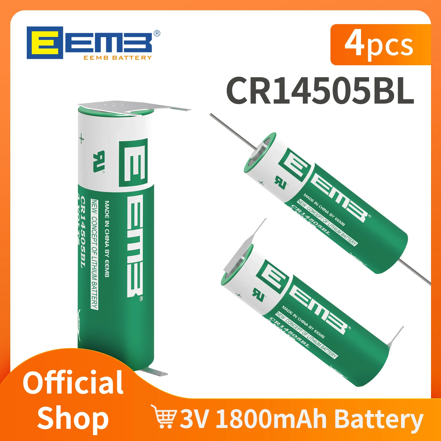 4PCS CR14505 Battery 3V AA Size 1800mAh Li-MnO2 Lithium Battery With soldering feet Non rechargeable EEMB CR14505BL
4PCS CR14505 Battery 3V AA Size 1800mAh Li-MnO2 Lithium Battery With soldering feet Non rechargeable EEMB CR14505BL