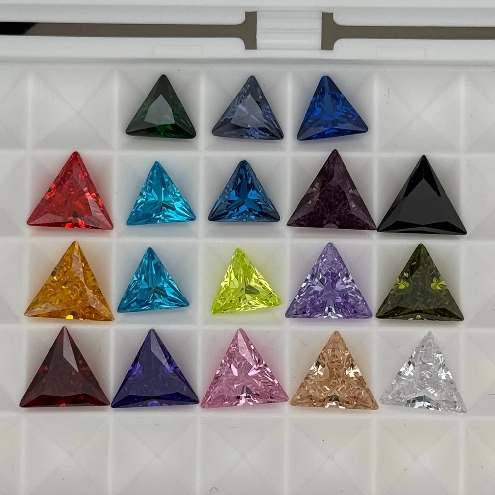 Triangle Cut 3x3mm to 12x12mm CZ Stone Fancy Colors 5A Cubic Zirconia Gemstone
Triangle Cut 3x3mm to 12x12mm CZ Stone Fancy Colors 5A Cubic Zirconia Gemstone