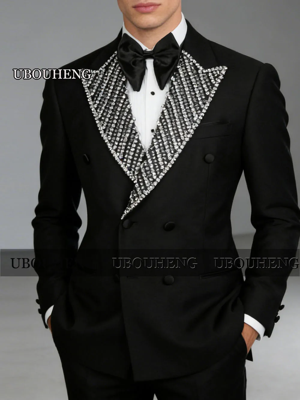 Sparkly Crystals Beading Suits Men For Wedding Plus Size Double Breasted Jacket Trousers 2 Piece Set Man Banquet Party Tuxedos
Sparkly Crystals Beading Suits Men For Wedding Plus Size Double Breasted Jacket Trousers 2 Piece Set Man Banquet Party Tuxedos