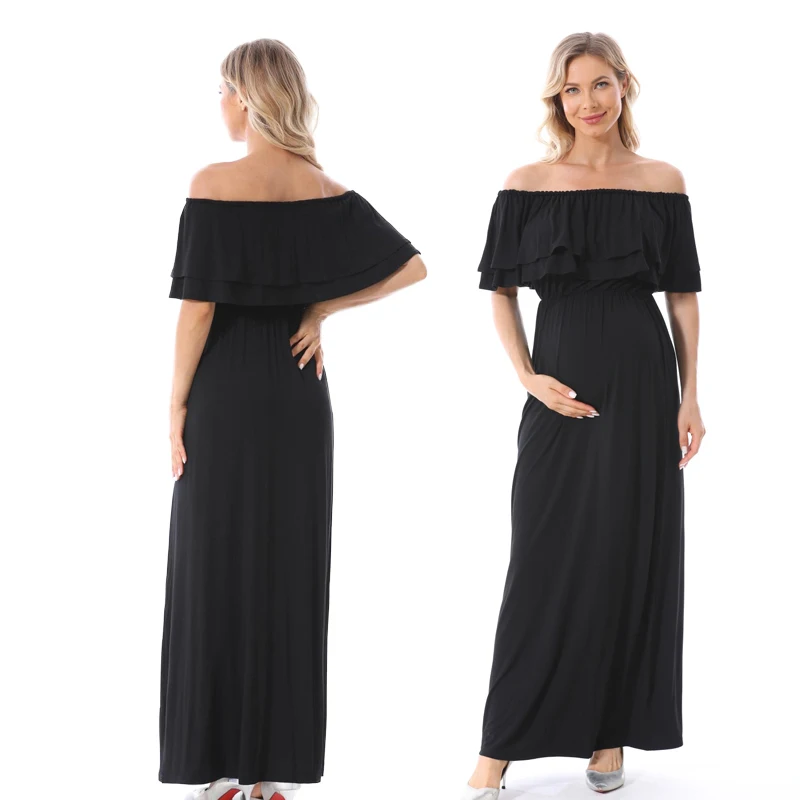 Off The Shoulder Ruffle Maternity Nursing Long Dress Hidden Breastfeeding Layer Elastic Empire Waist Loose Fit Solid Maxi Gown
Off The Shoulder Ruffle Maternity Nursing Long Dress Hidden Breastfeeding Layer Elastic Empire Waist Loose Fit Solid Maxi Gown
