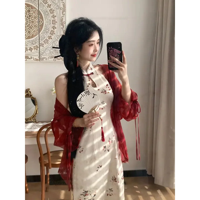 New Chinese Style Neck Hanging Dress Retro Improvement Cheongsam Summer New Print Slim Qipao Waist Reducing Slimming Dresses
New Chinese Style Neck Hanging Dress Retro Improvement Cheongsam Summer New Print Slim Qipao Waist Reducing Slimming Dresses