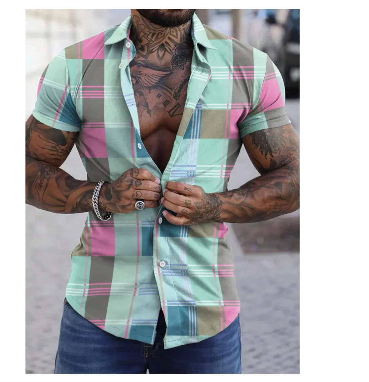 Men's Retro Plaid Printed Shirt, Short Sleeved, Comfortable, Casual, Fashionable, Street, High Quality, Summer
Men's Retro Plaid Printed Shirt, Short Sleeved, Comfortable, Casual, Fashionable, Street, High Quality, Summer