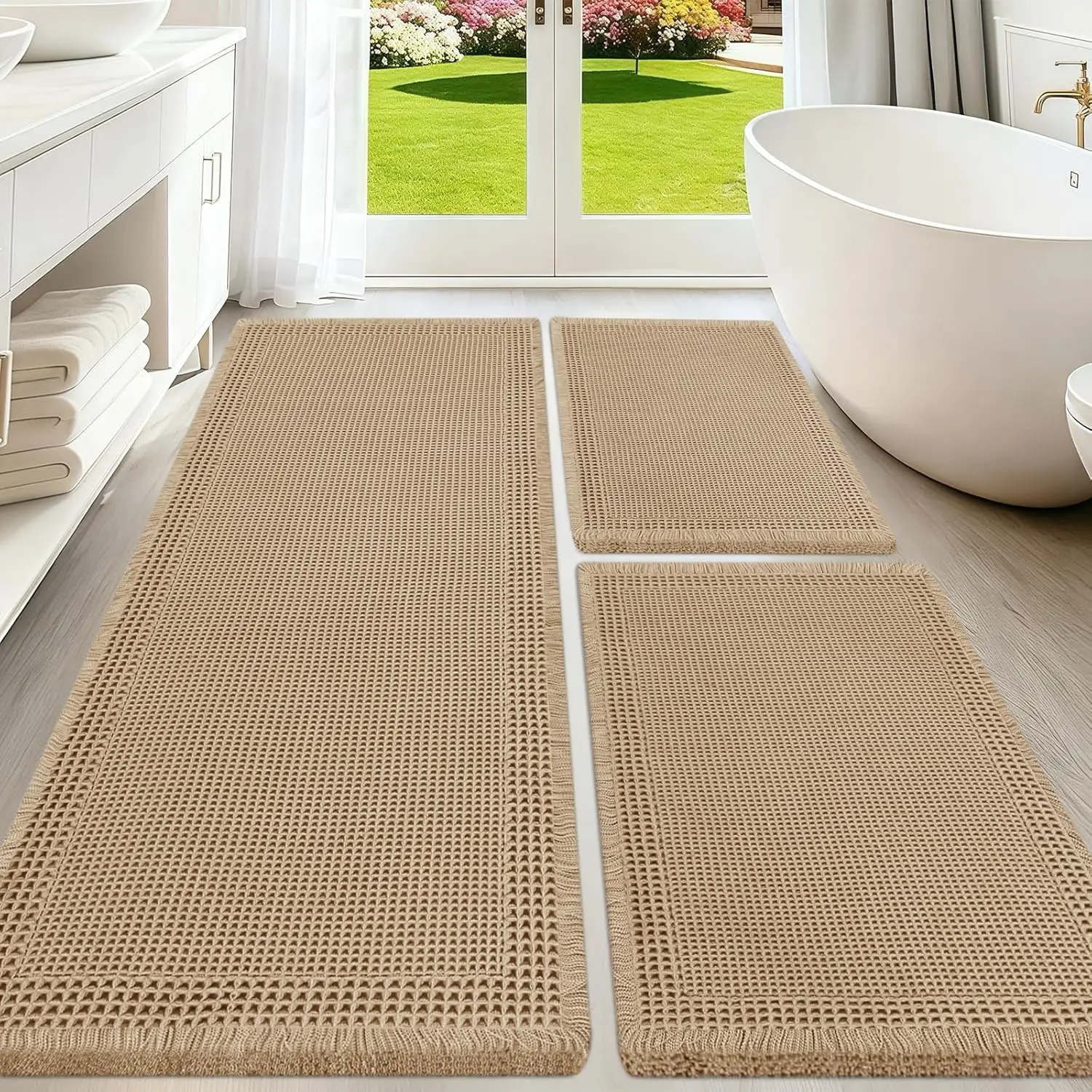 Upgraded Waffle Bath Mat Set, Super Absorbent Non-Slip Quick Dry, Boho Farmhouse Decor
Upgraded Waffle Bath Mat Set, Super Absorbent Non-Slip Quick Dry, Boho Farmhouse Decor