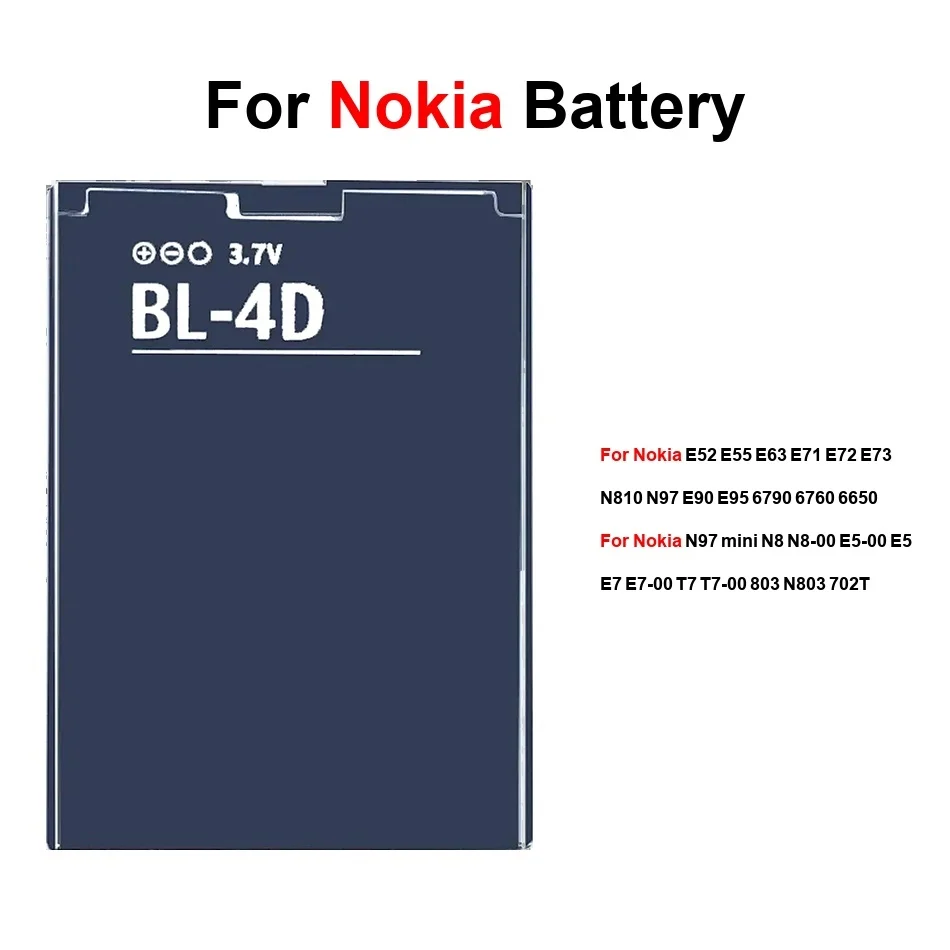 BP-4L BL-4D для Nokia E52 E55 E63 N97 E90 E95 6790 E7 702T E7-00 T7-00 803 Мини-аккумулятор для мобильного телефона 1200-1500 мАч
BP-4L BL-4D для Nokia E52 E55 E63 N97 E90 E95 6790 E7 702T E7-00 T7-00 803 Мини-аккумулятор для мобильного телефона 1200-1500 мАч