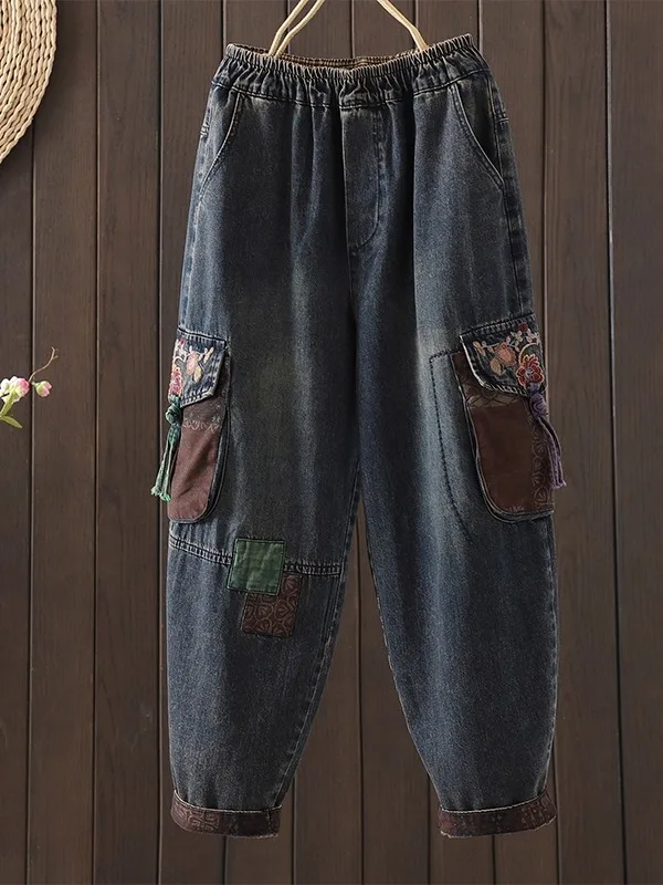 Retro Chinese Style Embroidered High Waist Casual Jeans Cotton Polyester Blend Loose Fit Comfortable Autumn Spring Low Top
Retro Chinese Style Embroidered High Waist Casual Jeans Cotton Polyester Blend Loose Fit Comfortable Autumn Spring Low Top