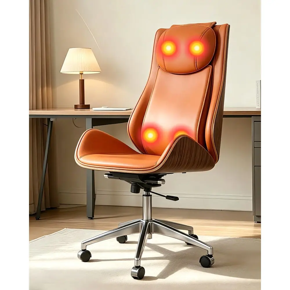 Luxury Ergonomic Desk Chair with Wood Veneer, 6-Point Vibration, 135° Recline, Big & Tall Support for Home and Office (Orange)
Luxury Ergonomic Desk Chair with Wood Veneer, 6-Point Vibration, 135° Recline, Big & Tall Support for Home and Office (Orange)