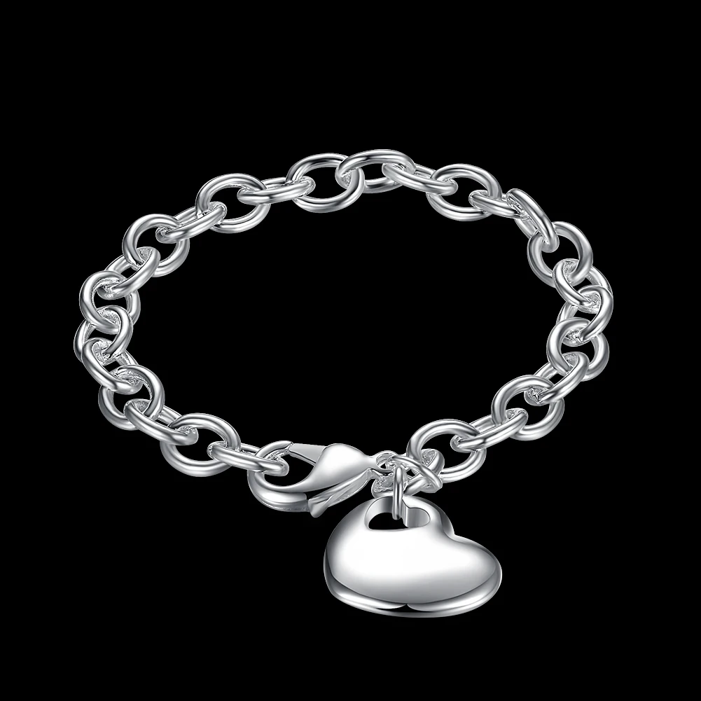 Hot 925 Sterling silver Bracelets for women hanging heart chain Wedding party elegant lady Christmas gifts fashion Jewelry
Hot 925 Sterling silver Bracelets for women hanging heart chain Wedding party elegant lady Christmas gifts fashion Jewelry