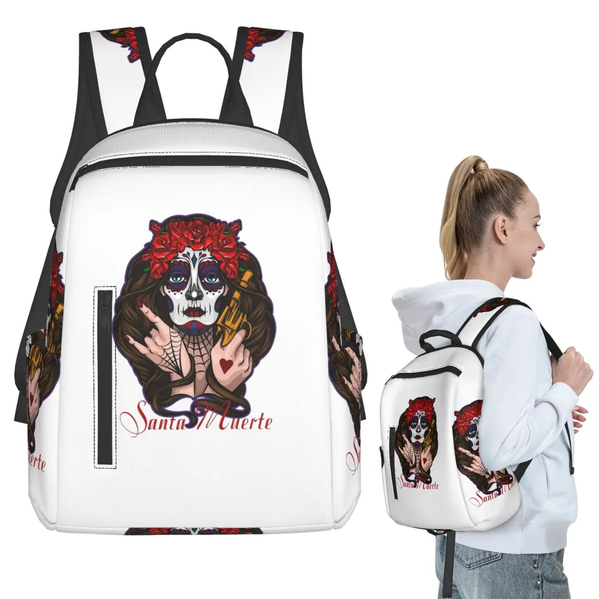 Santa Muerte Saint Death Goth Mexican Muertos Skull Backpack Student BookBag School Bag Computer Shoulder Bags Men Women
Santa Muerte Saint Death Goth Mexican Muertos Skull Backpack Student BookBag School Bag Computer Shoulder Bags Men Women