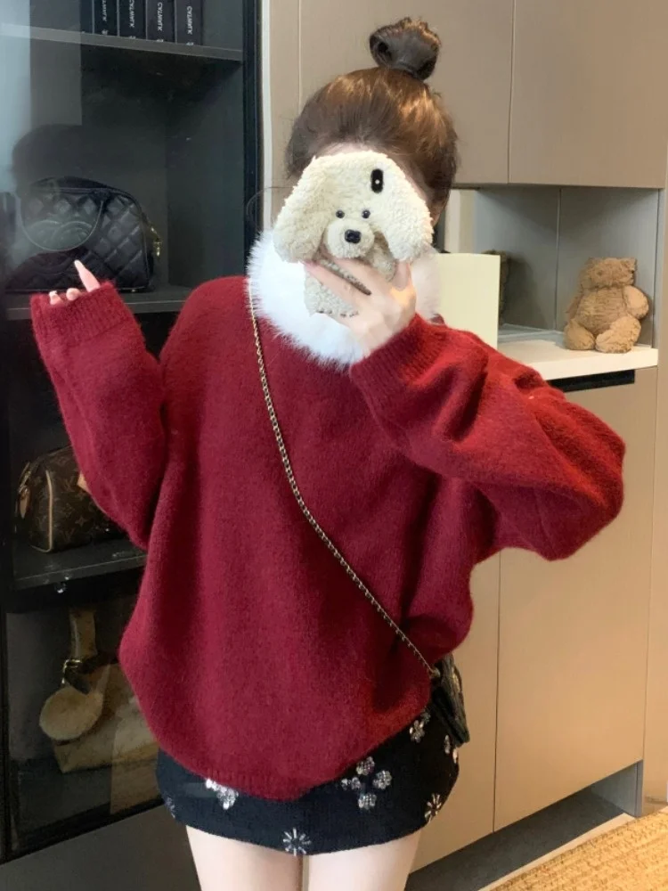 Korean Style Warm Long Sleeve Sweater Women's Autumn Winter New Loose Slimming Knitted Shirt Detachable Fur Collar Breathable
Korean Style Warm Long Sleeve Sweater Women's Autumn Winter New Loose Slimming Knitted Shirt Detachable Fur Collar Breathable