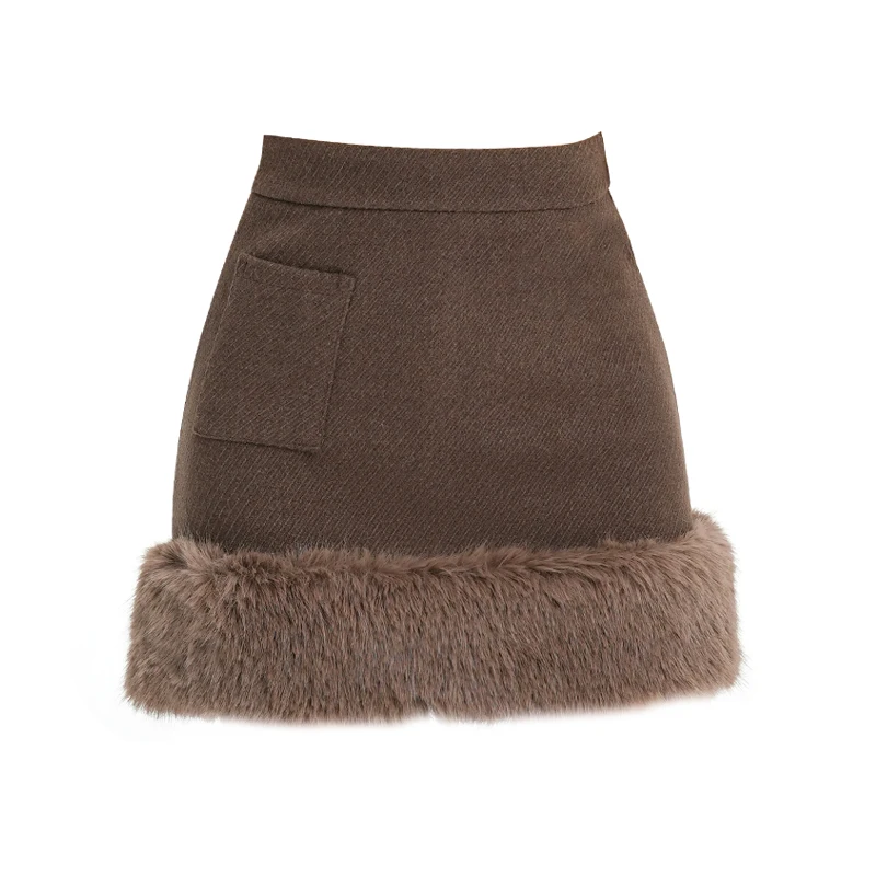 Retro Women Woolen Skirts American Casual Mini Skirt Street wear High Waist Female A Line Fur Patchwork Skirts Autumn New
Retro Women Woolen Skirts American Casual Mini Skirt Street wear High Waist Female A Line Fur Patchwork Skirts Autumn New