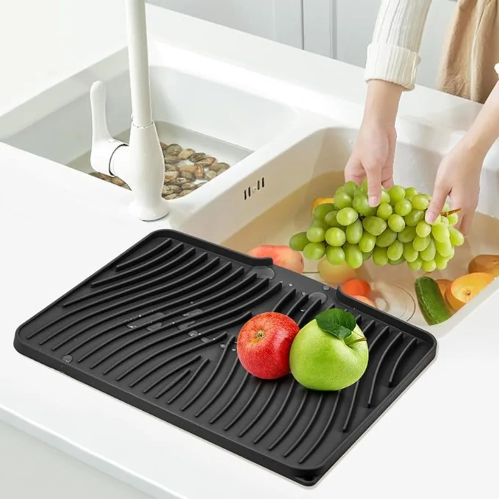 Heat Resistant Silicone Draining Board Mat Nonslip Large size Kitchen Dish Drainer Pad Diversion Opening Slope Dish Drying Mat
Heat Resistant Silicone Draining Board Mat Nonslip Large size Kitchen Dish Drainer Pad Diversion Opening Slope Dish Drying Mat