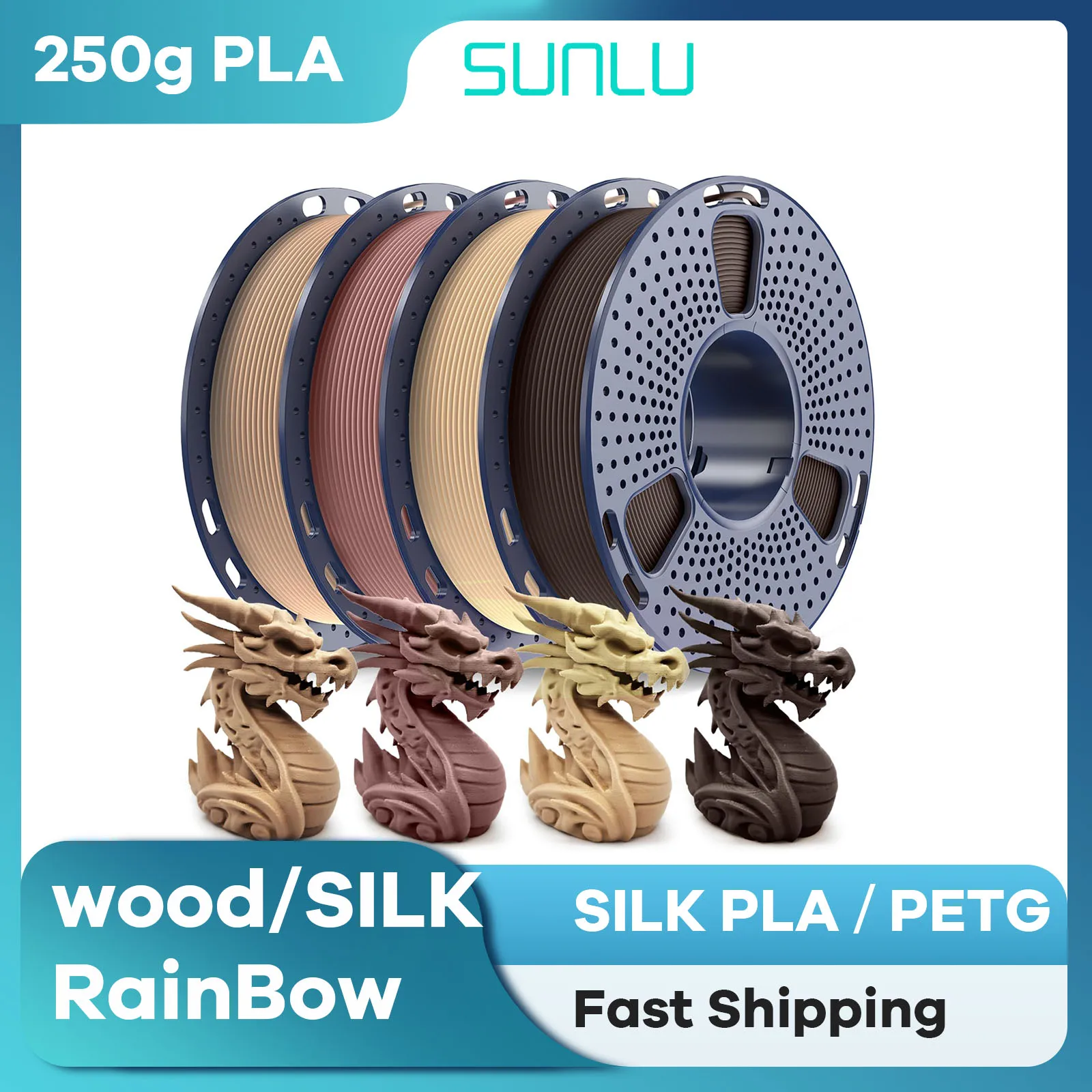 Нить SUNLU SILK PLA/PLA/PETG/WOOD/SILK Радужная нить 250 г 500 г 1,75 мм, разные цвета, деревянная нить
Нить SUNLU SILK PLA/PLA/PETG/WOOD/SILK Радужная нить 250 г 500 г 1,75 мм, разные цвета, деревянная нить