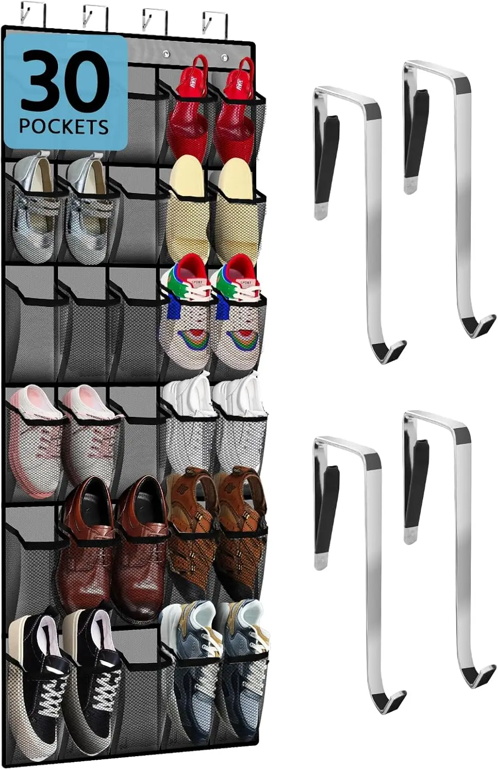 70-Inch Dual-Side Door Organizer with 30 Pockets for Shoes, Toys & Storage in Gray
70-Inch Dual-Side Door Organizer with 30 Pockets for Shoes, Toys & Storage in Gray