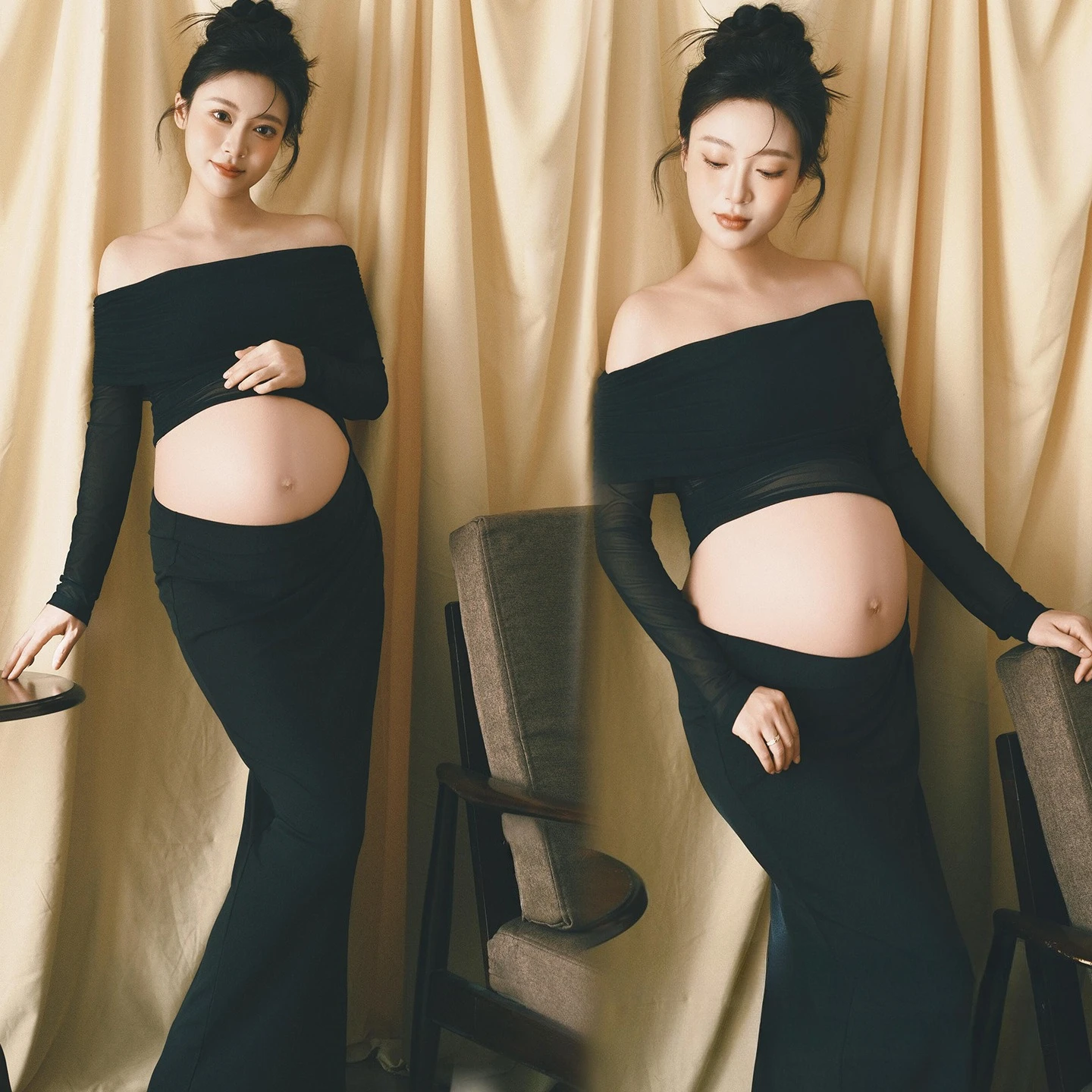 Women Elegant Maternity Photoshoot Dress Black Top with Skirt 2pcs Set Hat Pregnancy Photo Shoot Outfit Studio Clothing Props
Women Elegant Maternity Photoshoot Dress Black Top with Skirt 2pcs Set Hat Pregnancy Photo Shoot Outfit Studio Clothing Props