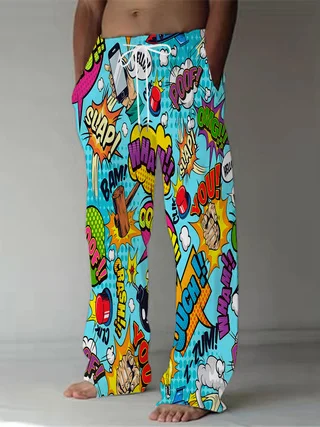 Men's Pop Art Comic Print Loose Straight Drawstring Pants Quick Dry Elastic Waist Wide Leg Trousers for Beach Party Vacation
Men's Pop Art Comic Print Loose Straight Drawstring Pants Quick Dry Elastic Waist Wide Leg Trousers for Beach Party Vacation