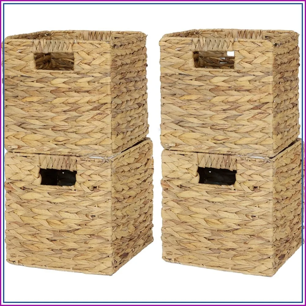 4-Pack Natural Woven Storage Baskets with Handles, Foldable Wicker Cubes for Shelves, Closet, Bathroom
4-Pack Natural Woven Storage Baskets with Handles, Foldable Wicker Cubes for Shelves, Closet, Bathroom
