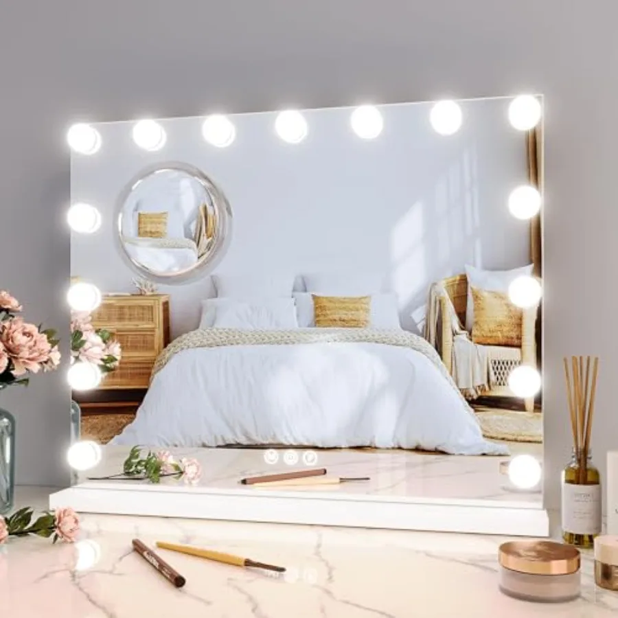 Vanity Mirror with Lights, 15 Dimmable LED Bulbs, 3X Magnification, Touch Control, 3 Light Modes, Dimmable Vanity Mirror with M
Vanity Mirror with Lights, 15 Dimmable LED Bulbs, 3X Magnification, Touch Control, 3 Light Modes, Dimmable Vanity Mirror with M