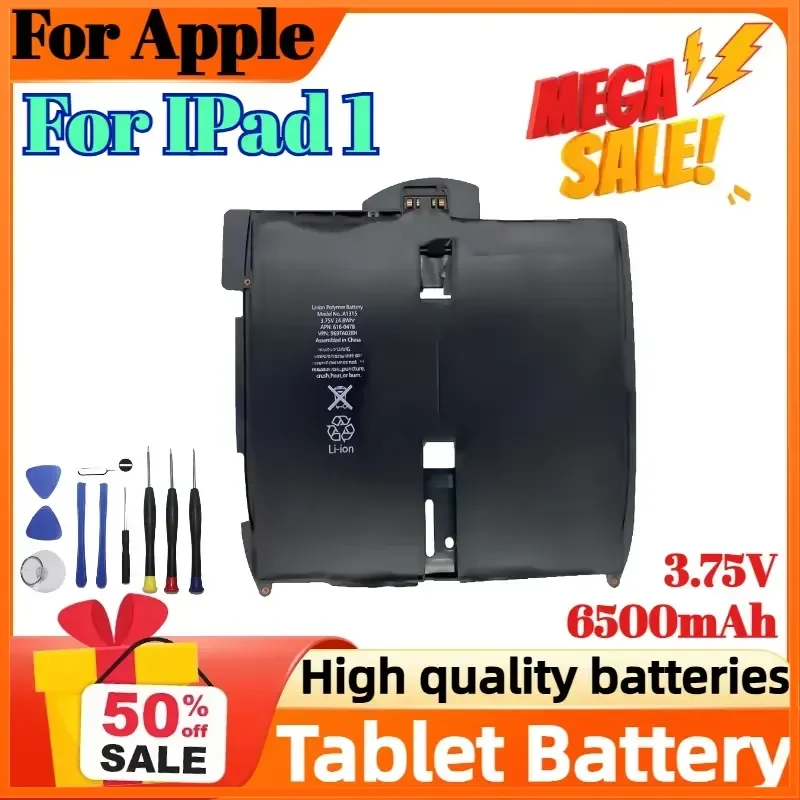 3.75V 6500mAh For Apple For IPad 1 A1315 A1219 A1337 616-0448 616-0478 969TA028H Tablet Parts Battery +Tools
3.75V 6500mAh For Apple For IPad 1 A1315 A1219 A1337 616-0448 616-0478 969TA028H Tablet Parts Battery +Tools
