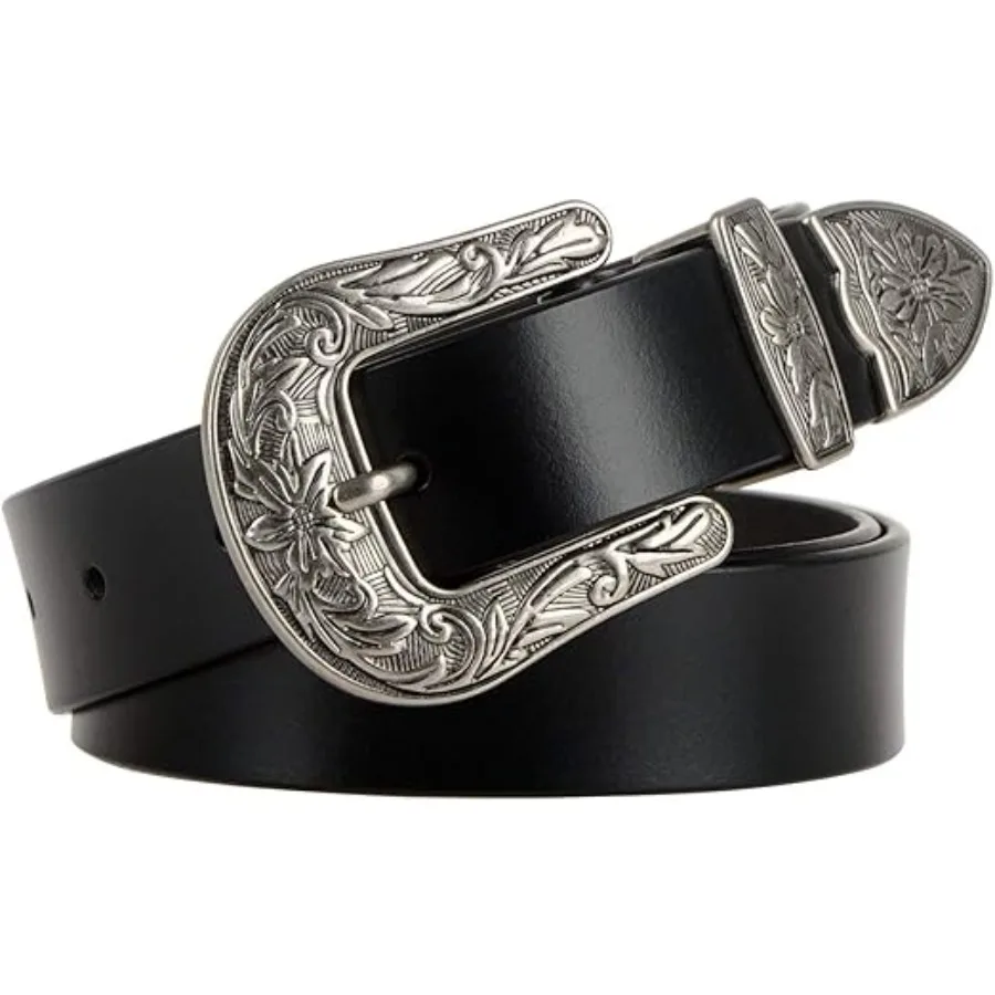 Women Leather Belts Ladies Vintage Western Design Black Waist Belt for Pants Jeans Dresses, Fit Size 32"-36", A-black
Women Leather Belts Ladies Vintage Western Design Black Waist Belt for Pants Jeans Dresses, Fit Size 32"-36", A-black