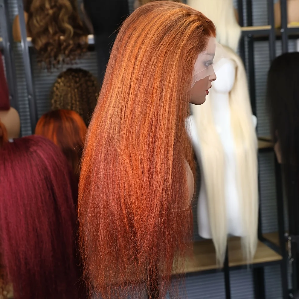 Yaki 26 Inch 180Density Glueless Synthetic Black Kinky Straight Long 13*4*1 Lace Front Wig For Women Babyhair PrePlucked Daily
Yaki 26 Inch 180Density Glueless Synthetic Black Kinky Straight Long 13*4*1 Lace Front Wig For Women Babyhair PrePlucked Daily