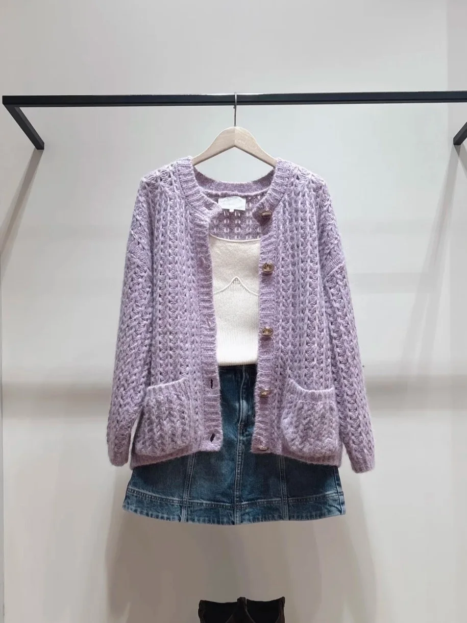 Heidd BA2025 Autumn Winter Soft Fraant Purple Lace Open Cardigan Loose Knitted Long Sve round Ne Button up Women's Swe...
Heidd BA2025 Autumn Winter Soft Fraant Purple Lace Open Cardigan Loose Knitted Long Sve round Ne Button up Women's Swe...