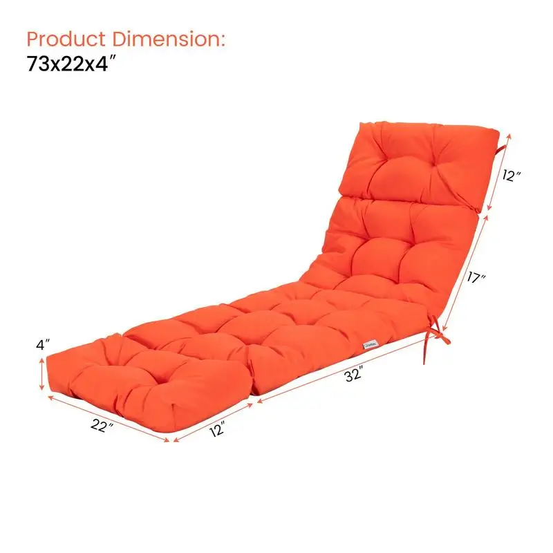 Outdoor Lounge Chaise Cushion with String Ties for Garden Poolside-Orange
Outdoor Lounge Chaise Cushion with String Ties for Garden Poolside-Orange