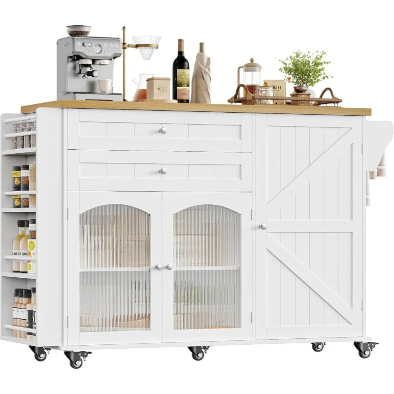 Kitchen Island with Storage, Rolling Kitchen Island on Wheels with Wood Drop Leaf Countertop, Island Table Bar Cart with Spice
Kitchen Island with Storage, Rolling Kitchen Island on Wheels with Wood Drop Leaf Countertop, Island Table Bar Cart with Spice