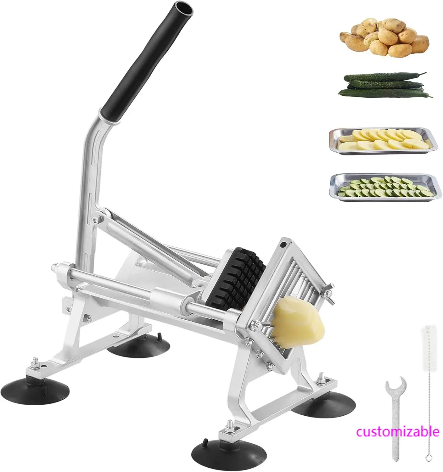 Commercial Vegetable Slicer, 3/8 inch Fruit Slicer, Stainless Steel and Aluminum Alloy Vegetable Cutter Slicer Machine, Manual
Commercial Vegetable Slicer, 3/8 inch Fruit Slicer, Stainless Steel and Aluminum Alloy Vegetable Cutter Slicer Machine, Manual