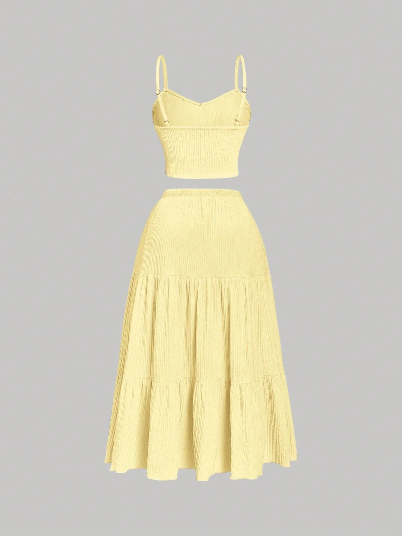Yellow Textured Two Piece Set Tank Top And Midi Skirt
Yellow Textured Two Piece Set Tank Top And Midi Skirt